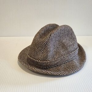70s VTG KANGOL Mens Wool Fedora Bucket Hat Brown Tan England Made Small 20in